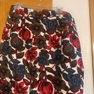 Boden Floral Skirt Red Blue Brown US 14